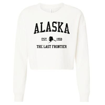 Alaska Est 1959 The Last Frontier Vintage Sports Design Cropped Pullover Crew
