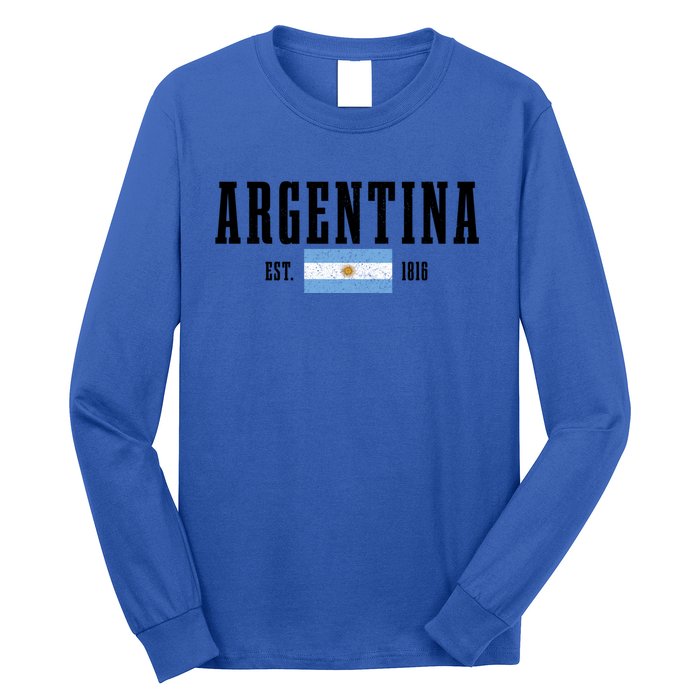 Argentina Est 1816 Argentinian Flag Pride Vintage Argentina Gift Long Sleeve Shirt