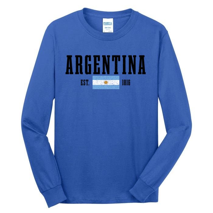 Argentina Est 1816 Argentinian Flag Pride Vintage Argentina Gift Tall Long Sleeve T-Shirt