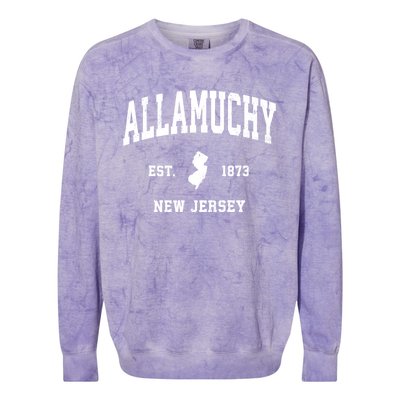 Allamuchy Est 1873 New Jersey Nj Vintage Athletic Sports Design Colorblast Crewneck Sweatshirt