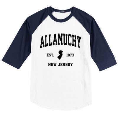 Allamuchy Est 1873 New Jersey Nj Vintage Athletic Sports Design Baseball Sleeve Shirt