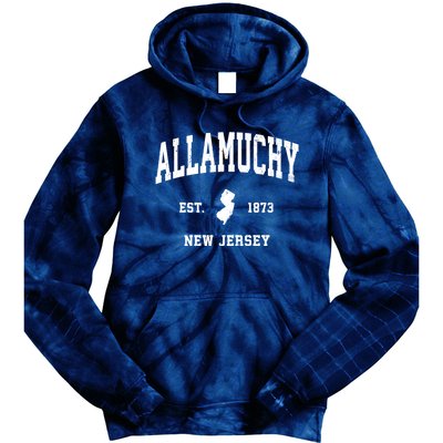 Allamuchy Est 1873 New Jersey Nj Vintage Athletic Sports Design Tie Dye Hoodie