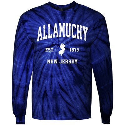 Allamuchy Est 1873 New Jersey Nj Vintage Athletic Sports Design Tie-Dye Long Sleeve Shirt