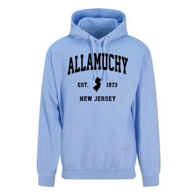 Allamuchy Est 1873 New Jersey Nj Vintage Athletic Sports Design Unisex Surf Hoodie