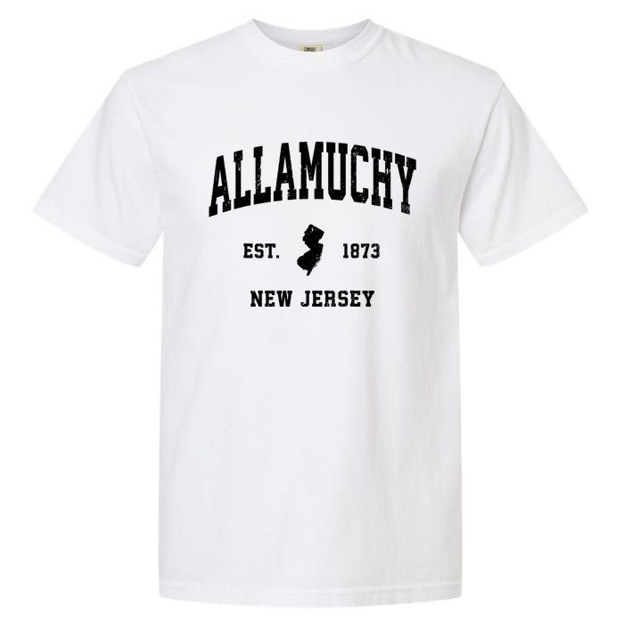 Allamuchy Est 1873 New Jersey Nj Vintage Athletic Sports Design Garment-Dyed Heavyweight T-Shirt