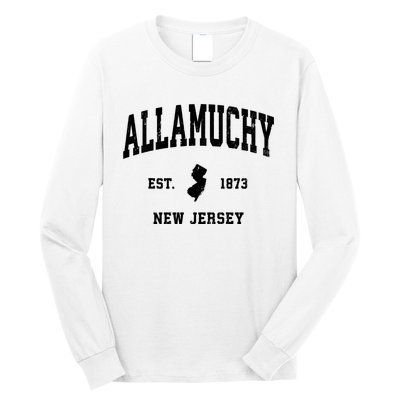 Allamuchy Est 1873 New Jersey Nj Vintage Athletic Sports Design Long Sleeve Shirt