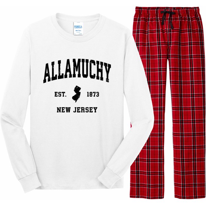 Allamuchy Est 1873 New Jersey Nj Vintage Athletic Sports Design Long Sleeve Pajama Set