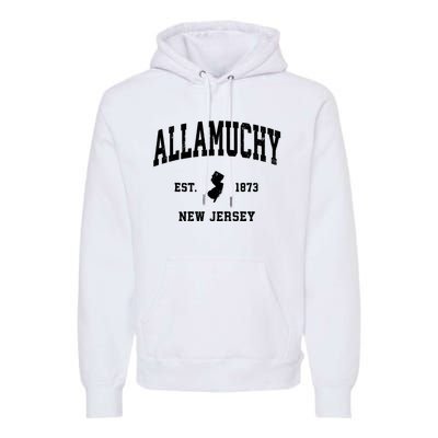 Allamuchy Est 1873 New Jersey Nj Vintage Athletic Sports Design Premium Hoodie