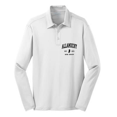 Allamuchy Est 1873 New Jersey Nj Vintage Athletic Sports Design Silk Touch Performance Long Sleeve Polo