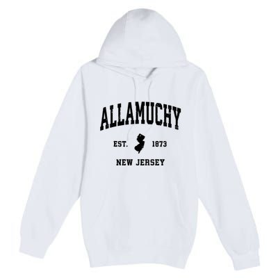 Allamuchy Est 1873 New Jersey Nj Vintage Athletic Sports Design Premium Pullover Hoodie