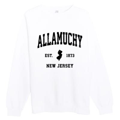 Allamuchy Est 1873 New Jersey Nj Vintage Athletic Sports Design Premium Crewneck Sweatshirt