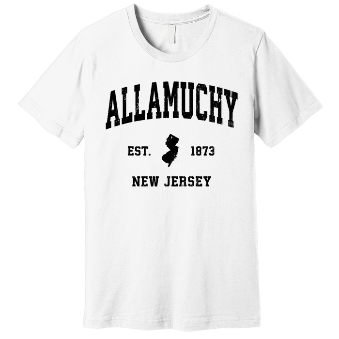 Allamuchy Est 1873 New Jersey Nj Vintage Athletic Sports Design Premium T-Shirt