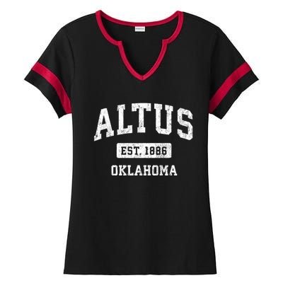 Altus Est 1886 Oklahoma Ok Vintage Sports Design Ladies Halftime Notch Neck Tee