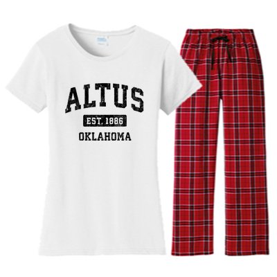 Altus Est 1886 Oklahoma Ok Vintage Sports Design Women's Flannel Pajama Set