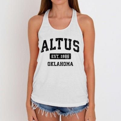 Altus Est 1886 Oklahoma Ok Vintage Sports Design Women's Knotted Racerback Tank