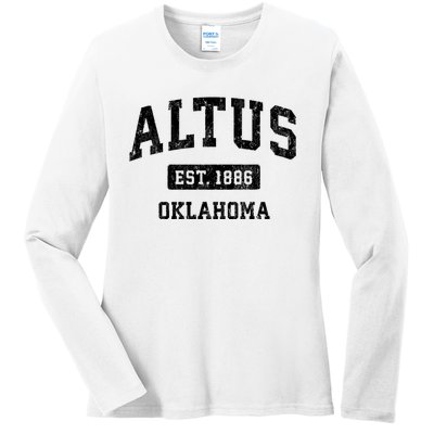 Altus Est 1886 Oklahoma Ok Vintage Sports Design Ladies Long Sleeve Shirt