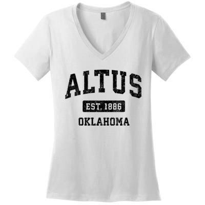 Altus Est 1886 Oklahoma Ok Vintage Sports Design Women's V-Neck T-Shirt