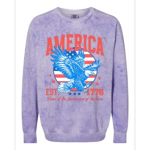 America Est 1776 Land Of The Free Because Of The Brave Colorblast Crewneck Sweatshirt