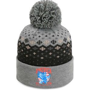 America Est 1776 Land Of The Free Because Of The Brave The Baniff Cuffed Pom Beanie