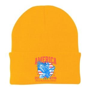 America Est 1776 Land Of The Free Because Of The Brave Knit Cap Winter Beanie