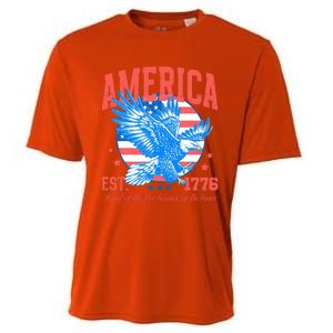 America Est 1776 Land Of The Free Because Of The Brave Cooling Performance Crew T-Shirt