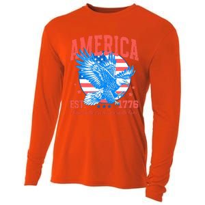 America Est 1776 Land Of The Free Because Of The Brave Cooling Performance Long Sleeve Crew