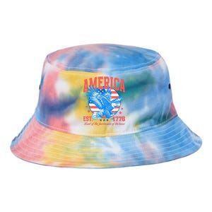 America Est 1776 Land Of The Free Because Of The Brave Tie Dye Newport Bucket Hat