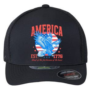 America Est 1776 Land Of The Free Because Of The Brave Flexfit Unipanel Trucker Cap