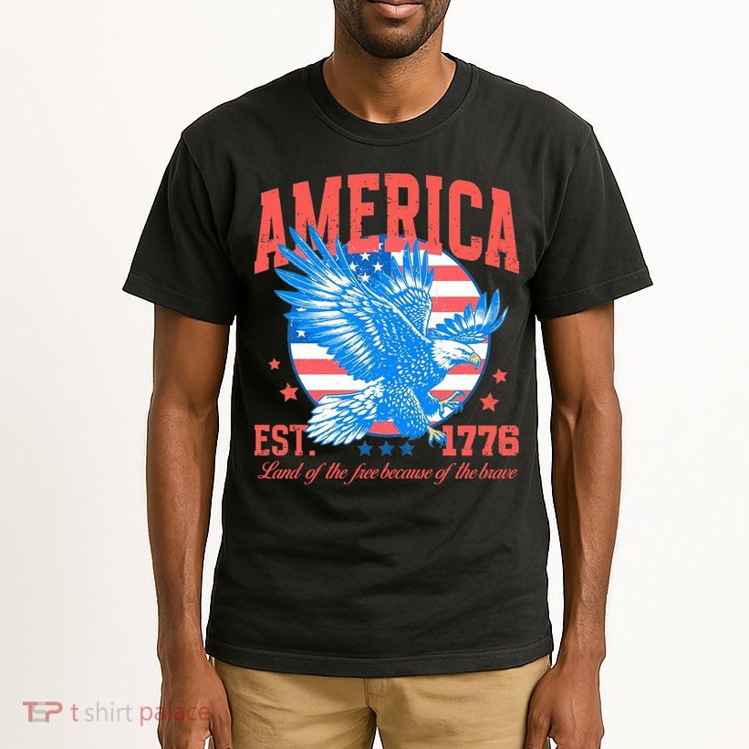 America Est 1776 Land Of The Free Because Of The Brave Tall T-Shirt