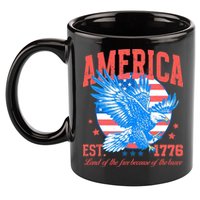 America Est 1776 Land Of The Free Because Of The Brave 11oz C Handle Ceramic Mug