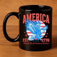 America Est 1776 Land Of The Free Because Of The Brave 11oz C Handle Ceramic Mug
