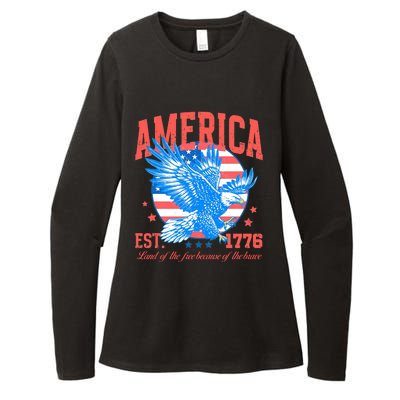 America Est 1776 Land Of The Free Because Of The Brave Womens CVC Long Sleeve Shirt