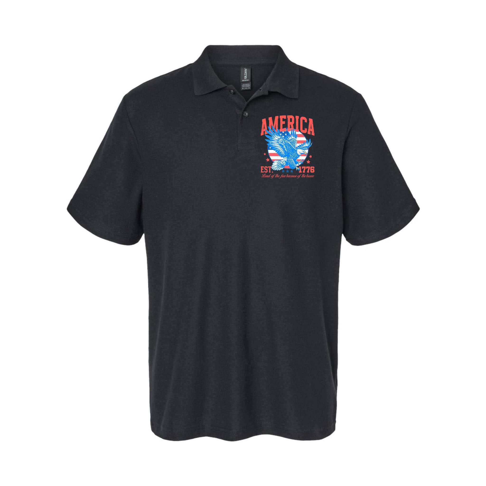 America Est 1776 Land Of The Free Because Of The Brave Polo