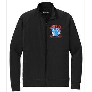 America Est 1776 Land Of The Free Because Of The Brave Stretch Full-Zip Cadet Jacket