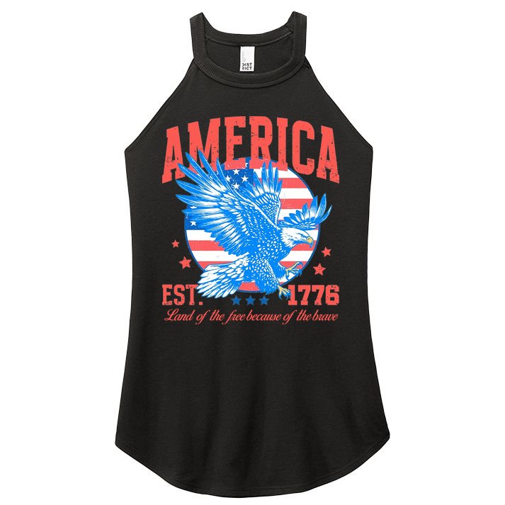 America Est 1776 Land Of The Free Because Of The Brave Women's Perfect Tri Rocker Tank