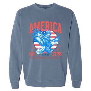 America Est 1776 Land Of The Free Because Of The Brave Garment-Dyed Sweatshirt