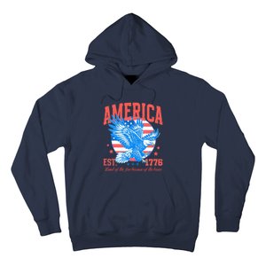 America Est 1776 Land Of The Free Because Of The Brave Hoodie