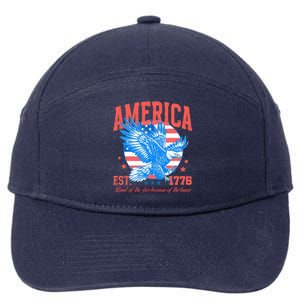 America Est 1776 Land Of The Free Because Of The Brave 7-Panel Snapback Hat