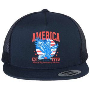 America Est 1776 Land Of The Free Because Of The Brave Flat Bill Trucker Hat