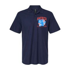 America Est 1776 Land Of The Free Because Of The Brave Softstyle Adult Sport Polo