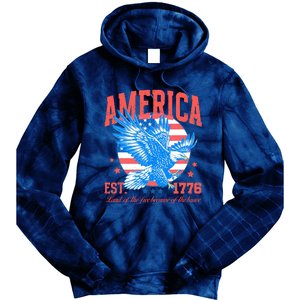 America Est 1776 Land Of The Free Because Of The Brave Tie Dye Hoodie