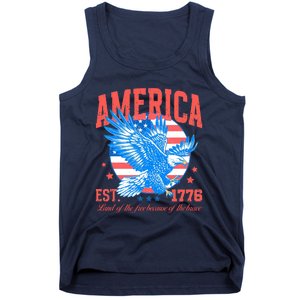 America Est 1776 Land Of The Free Because Of The Brave Tank Top