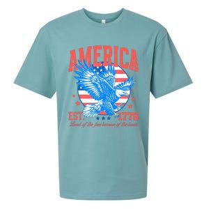 America Est 1776 Land Of The Free Because Of The Brave Sueded Cloud Jersey T-Shirt