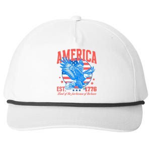 America Est 1776 Land Of The Free Because Of The Brave Snapback Five-Panel Rope Hat