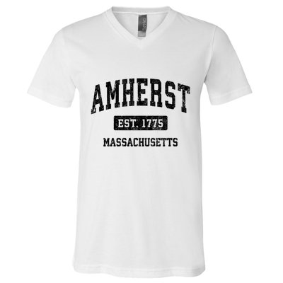 Amherst Est 1775 Massachusetts Ma Vintage Sports Established Design V-Neck T-Shirt