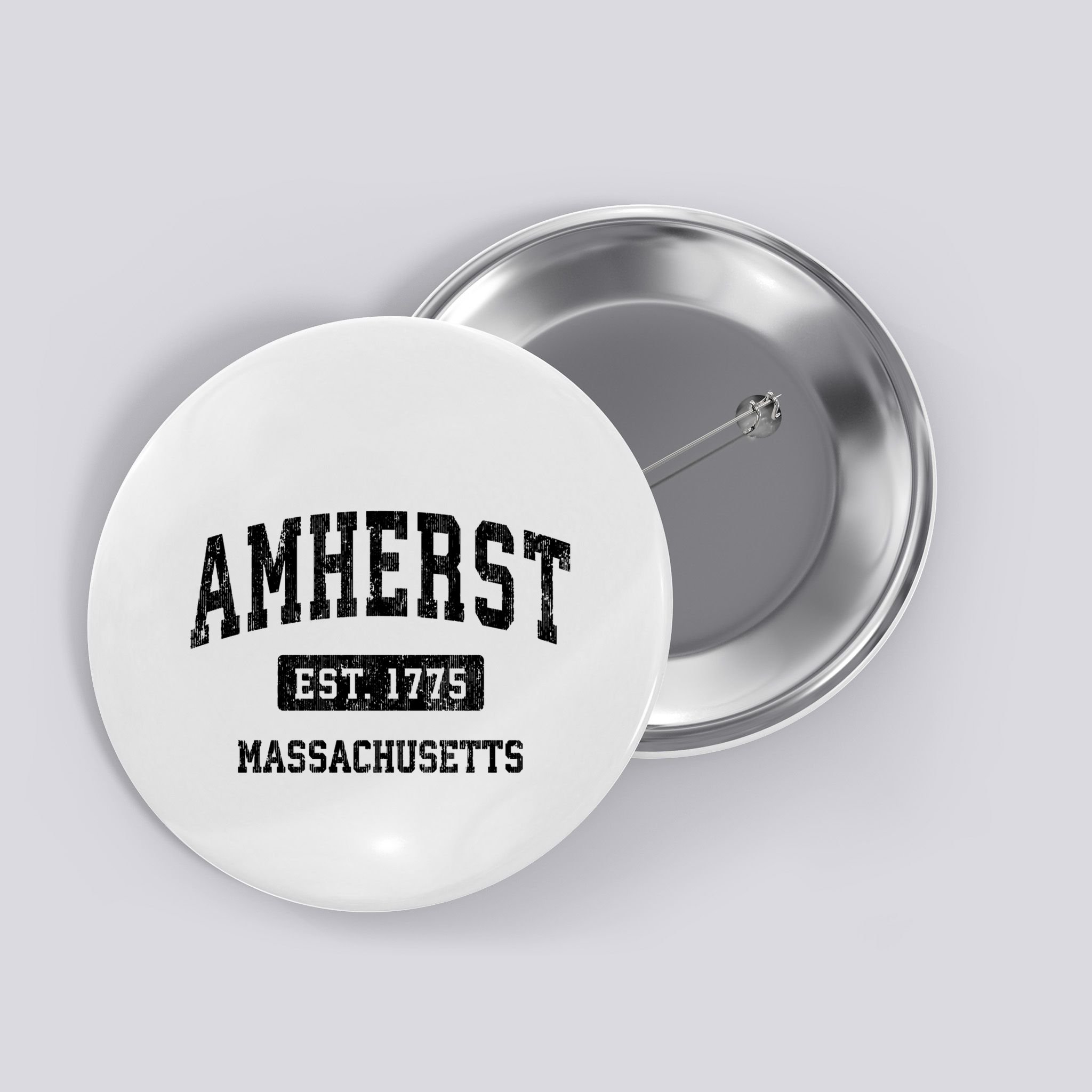 Amherst Est 1775 Massachusetts Ma Vintage Sports Established Design Button