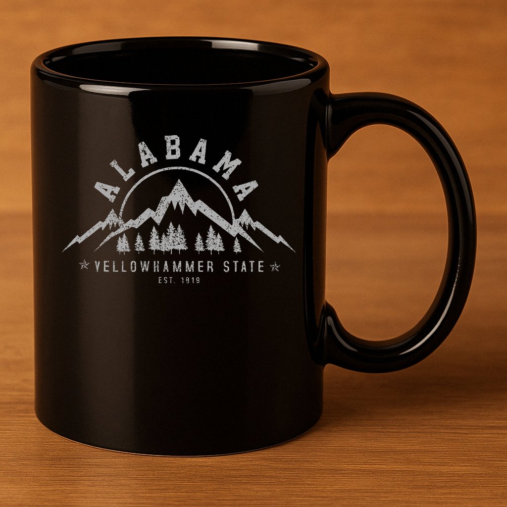 Alabama Est 1819 Yellowhammer State Mountains Pride 11oz C Handle Ceramic Mug