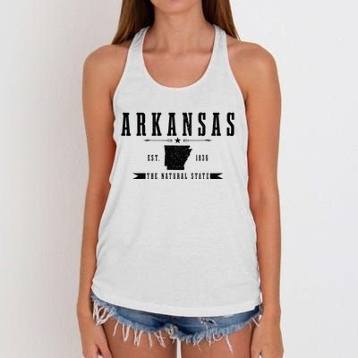 Arkansas Est. 1836 Natural State Vintage Women's Knotted Racerback Tank