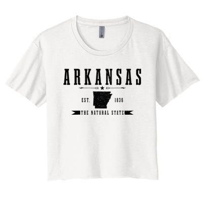 Arkansas Est. 1836 Natural State Vintage Women's Crop Top Tee