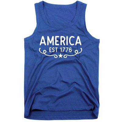 America Est 1776 Patriotic 4th Of July Veteran Gift Tank Top